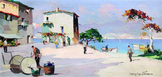 § Cecil Rochfort DOyly John (1906-1993) Meditteranean coastal village 13.5 x 27.5in.